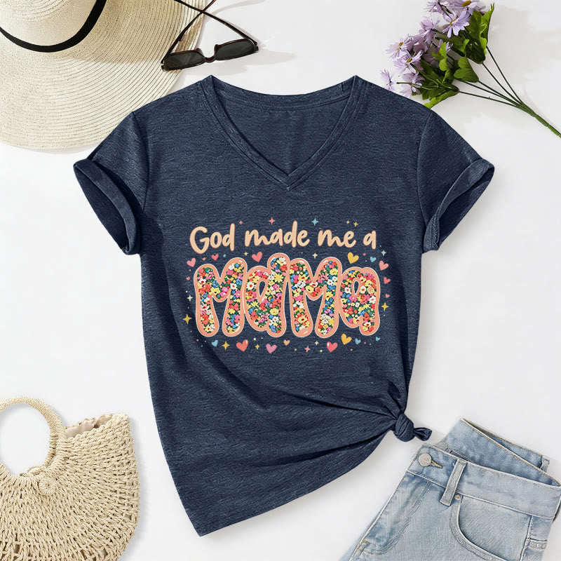 Christianartworkshop Maglietta casual con scollo a V "Dio mi ha fatto mamma" - Blu navy - 2XL - image 18