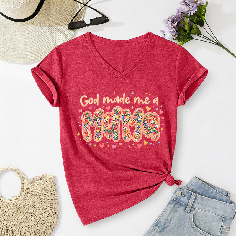 Christianartworkshop Maglietta casual con scollo a V "Dio mi ha fatto mamma" - Rosso - 2XL - image 22