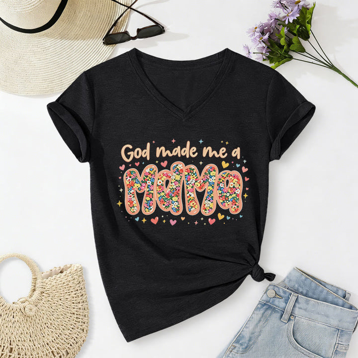 Christianartworkshop Maglietta casual con scollo a V "Dio mi ha fatto mamma" - Nero - 2XL - image 12