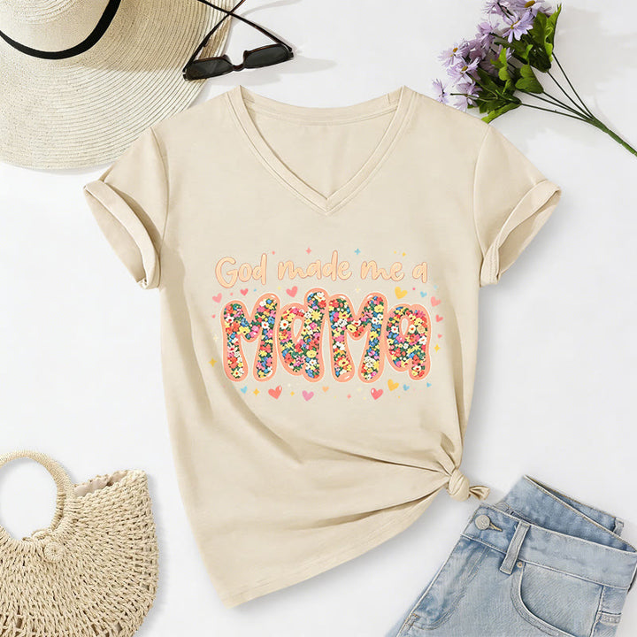 Christianartworkshop Maglietta casual con scollo a V "Dio mi ha fatto mamma" - Beige - 2XL - image 6