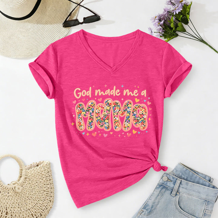 Christianartworkshop Maglietta casual con scollo a V "Dio mi ha fatto mamma" - Rosa - 2XL - image 24