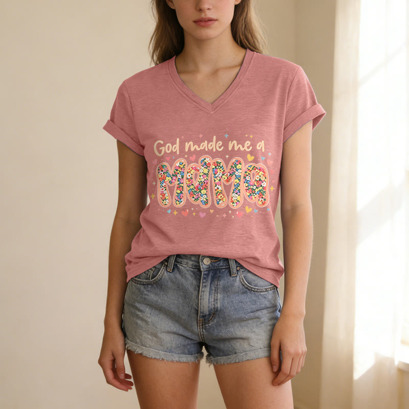 Christianartworkshop Maglietta casual con scollo a V "Dio mi ha fatto mamma" - image 11
