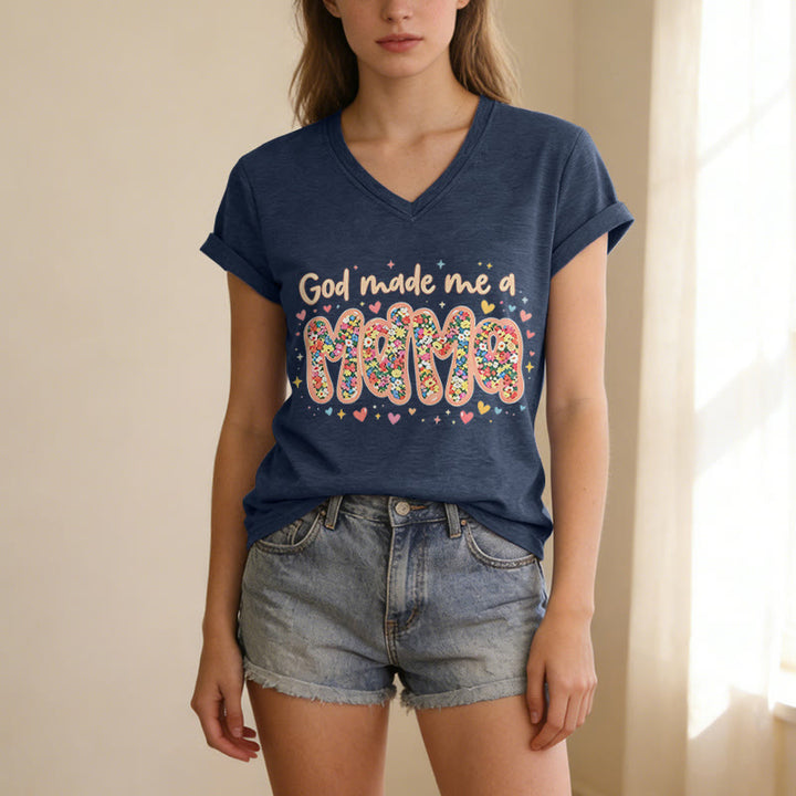 Christianartworkshop Maglietta casual con scollo a V "Dio mi ha fatto mamma" - image 19