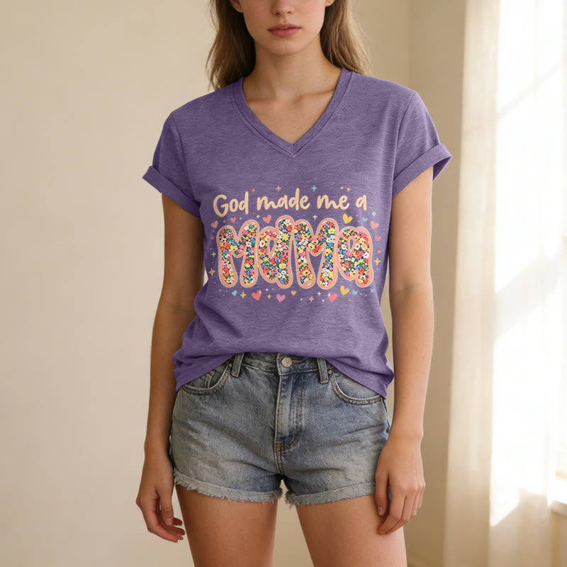 Christianartworkshop Maglietta casual con scollo a V "Dio mi ha fatto mamma" - image 17