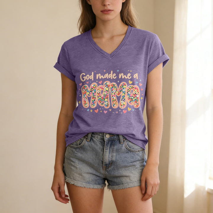 Christianartworkshop Maglietta casual con scollo a V "Dio mi ha fatto mamma" - image 17