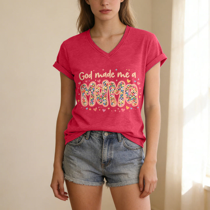 Christianartworkshop Maglietta casual con scollo a V "Dio mi ha fatto mamma" - image 23