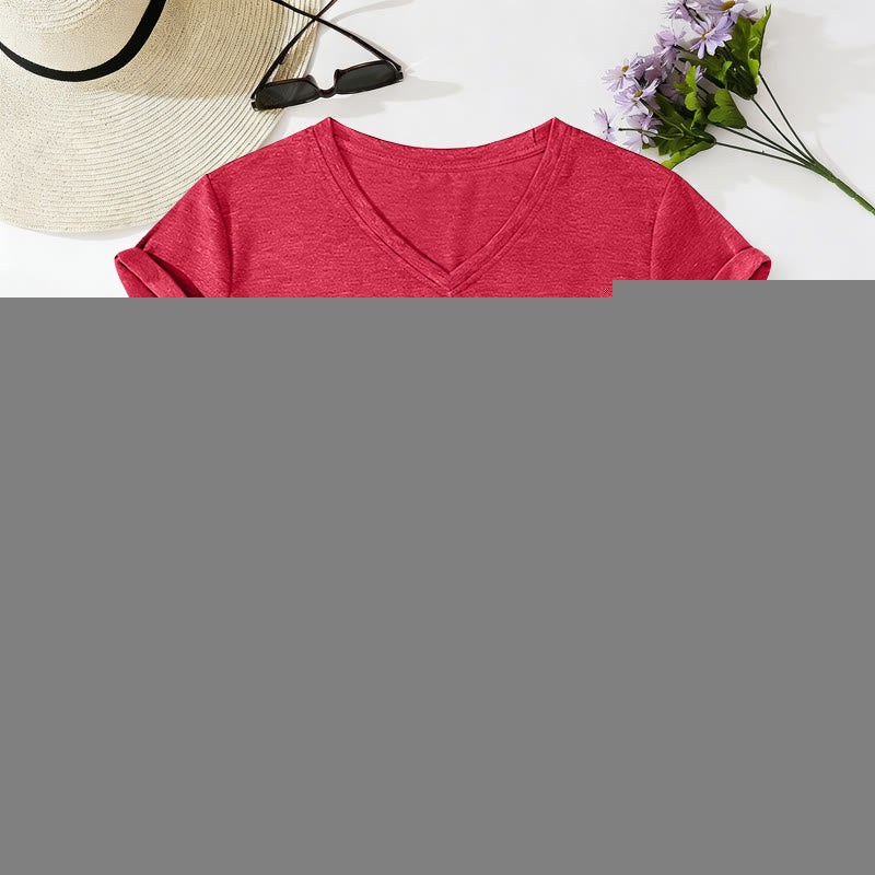 Christianartworkshop T-shirt casual con scollo a V "SHE Is MOM" - Rosso - 2XL - image 22