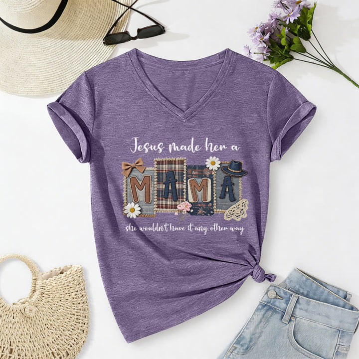 Christianartworkshop T-shirt casual con scollo a V e grafica "Jesus Made Her A Mama" - Viola - 2XL - image 18