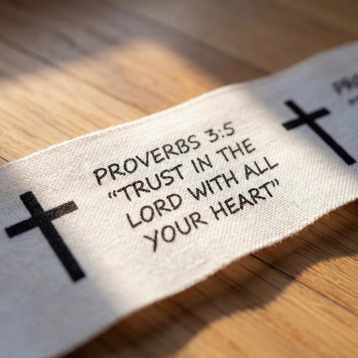 Christianartworkshop Proverbi 3:5 e Filippesi 4:13 Nastro sportivo con versetti biblici: Fascia di supporto per il polso Cross Faith - Proverbi 3:5 - image 5
