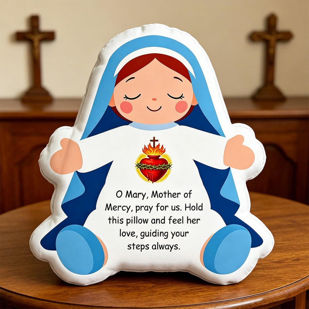 Christianartworkshop Cuscino a forma di Madonna del Sacro Cuore: un simbolo di amore misericordioso e guida spirituale. - 24" (60 cm) - image 0