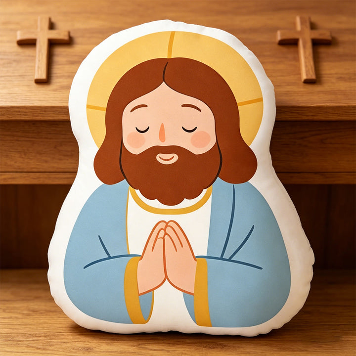 Christianartworkshop Cuscino a forma di Madonna con Agnello di Halo: Emblema di tenera cura materna e dolce benedizione. - 24" (60 cm) - Blu - image 5
