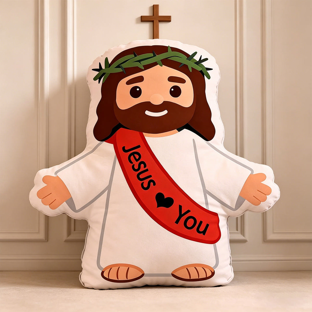 Christianartworkshop Cuscino con corona di spine e Gesù a braccia aperte: un caldo promemoria di amore infinito. - image 3