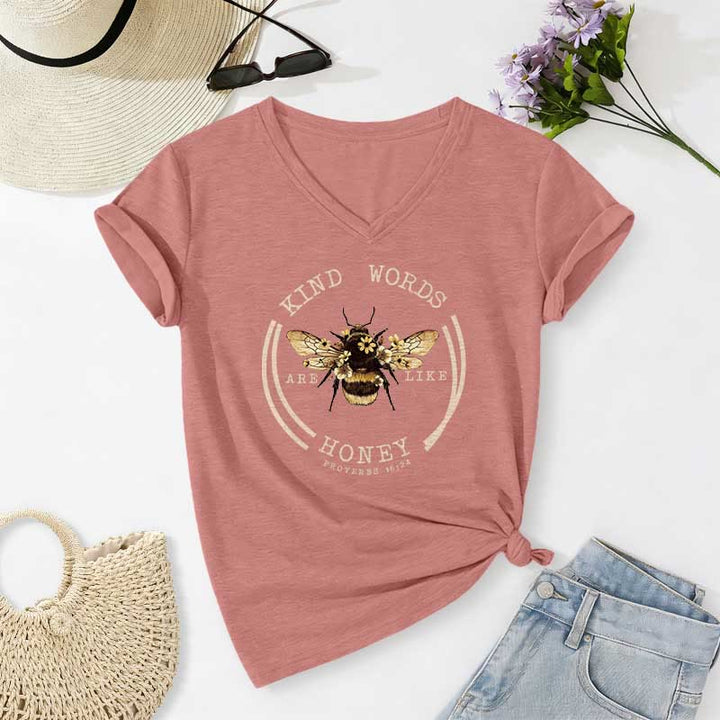 Christianartworkshop Le parole gentili sono come il miele Proverbi 16:24 Maglietta casual con scollo a V Bee - Rosa chiaro - 2XL - image 10