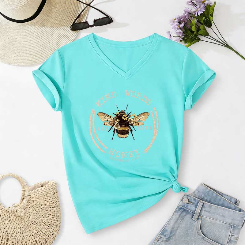 Christianartworkshop Le parole gentili sono come il miele Proverbi 16:24 Maglietta casual con scollo a V Bee - Blu celeste - 2XL - image 8