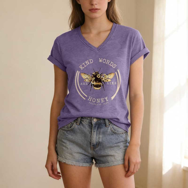 Christianartworkshop Le parole gentili sono come il miele Proverbi 16:24 Maglietta casual con scollo a V Bee - image 17