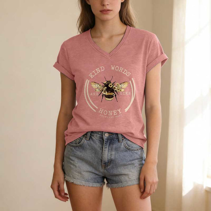 Christianartworkshop Le parole gentili sono come il miele Proverbi 16:24 Maglietta casual con scollo a V Bee - image 11