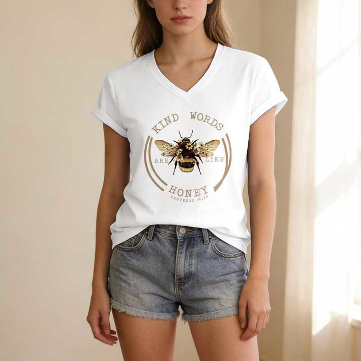 Christianartworkshop Le parole gentili sono come il miele Proverbi 16:24 Maglietta casual con scollo a V Bee - image 5