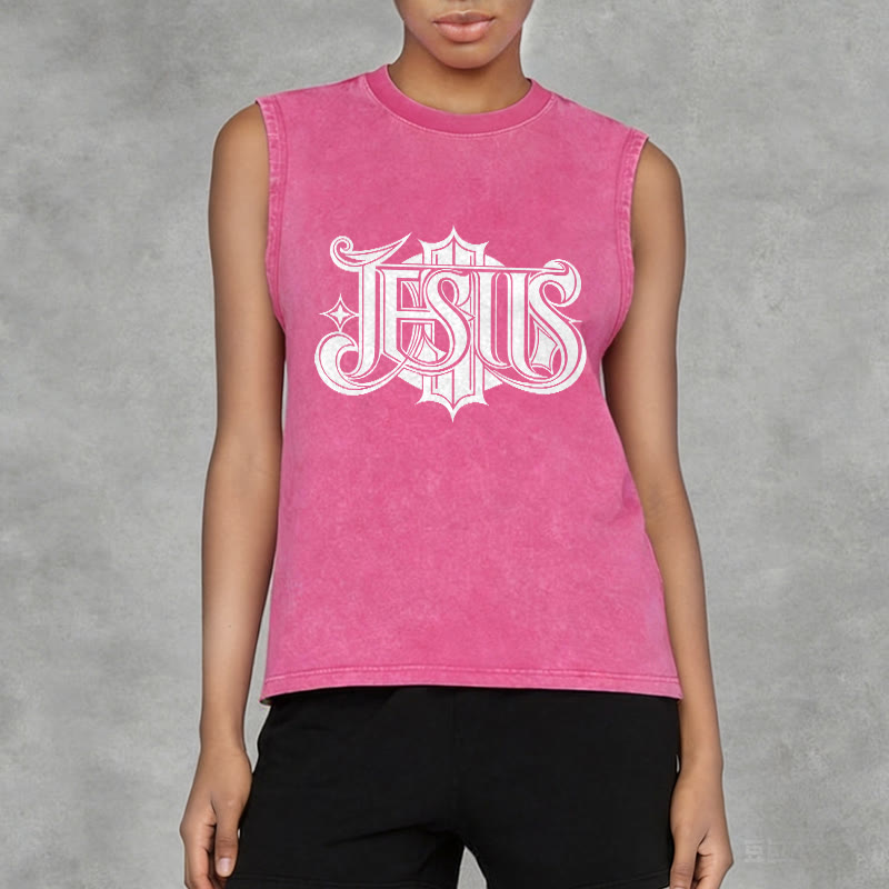 Christianartworkshop Canotta unisex lavata con scritta gotica JESUS - image 14