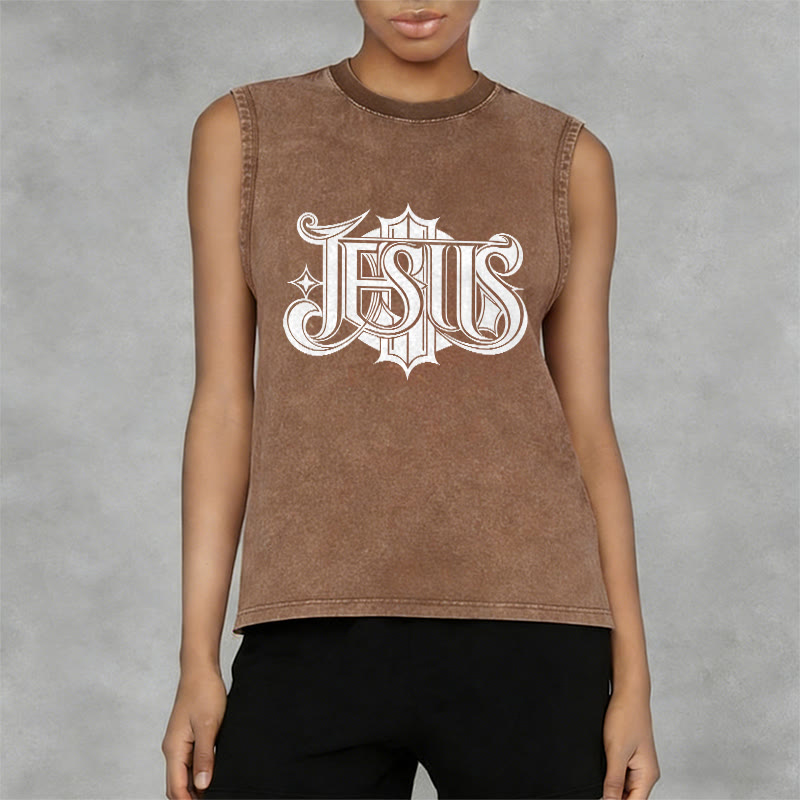 Christianartworkshop Canotta unisex lavata con scritta gotica JESUS - image 8