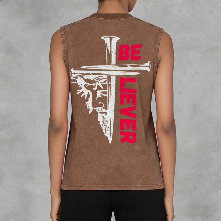 Christianartworkshop Canotta unisex lavata con croce a chiodo "Be Believer" - image 11