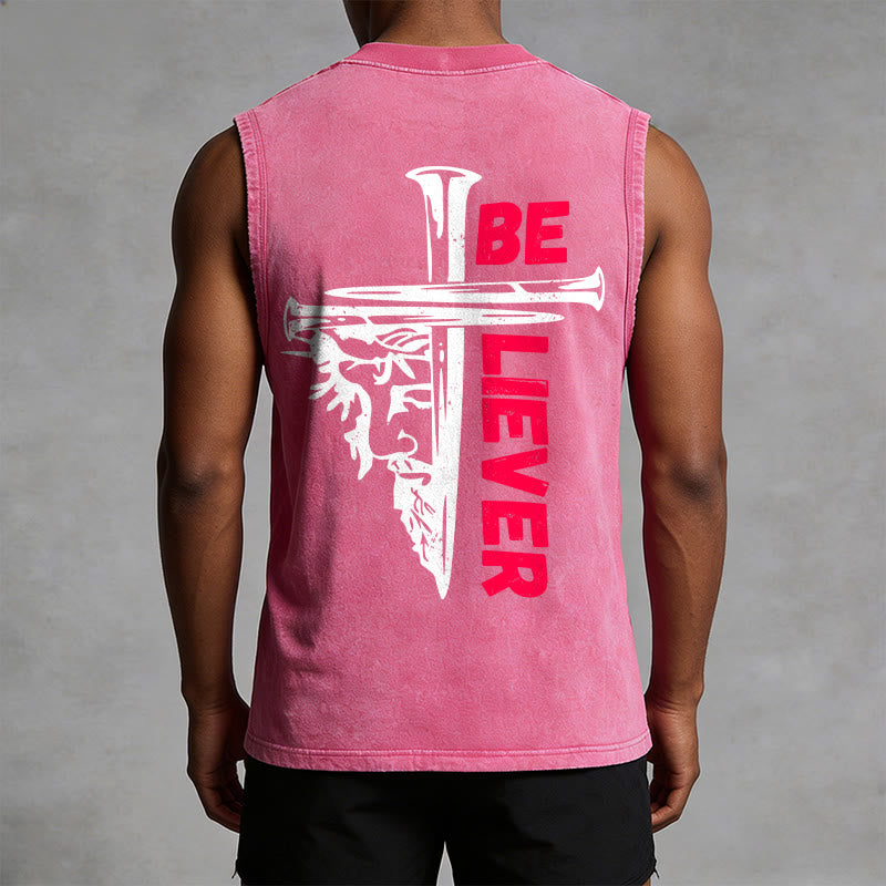 Christianartworkshop Canotta unisex lavata con croce a chiodo "Be Believer" - image 13
