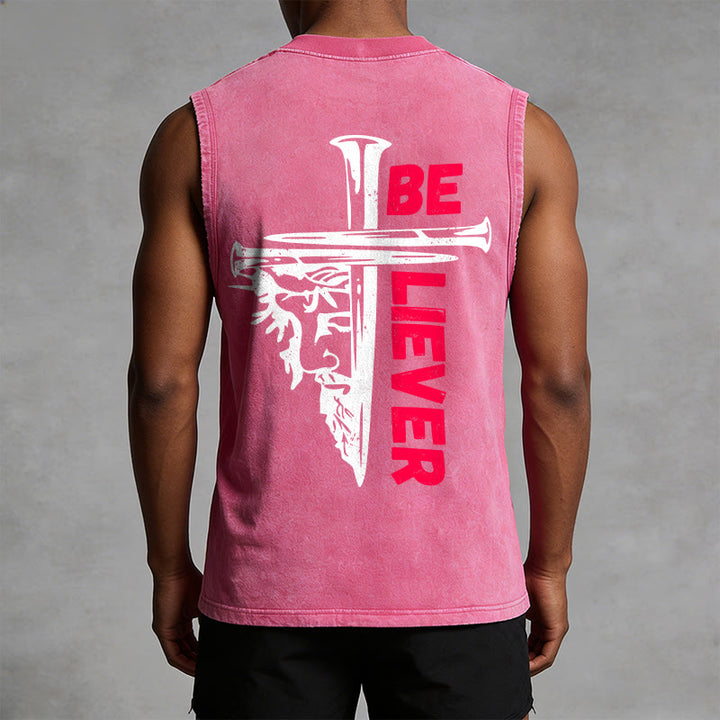 Christianartworkshop Canotta unisex lavata con croce a chiodo "Be Believer" - image 13