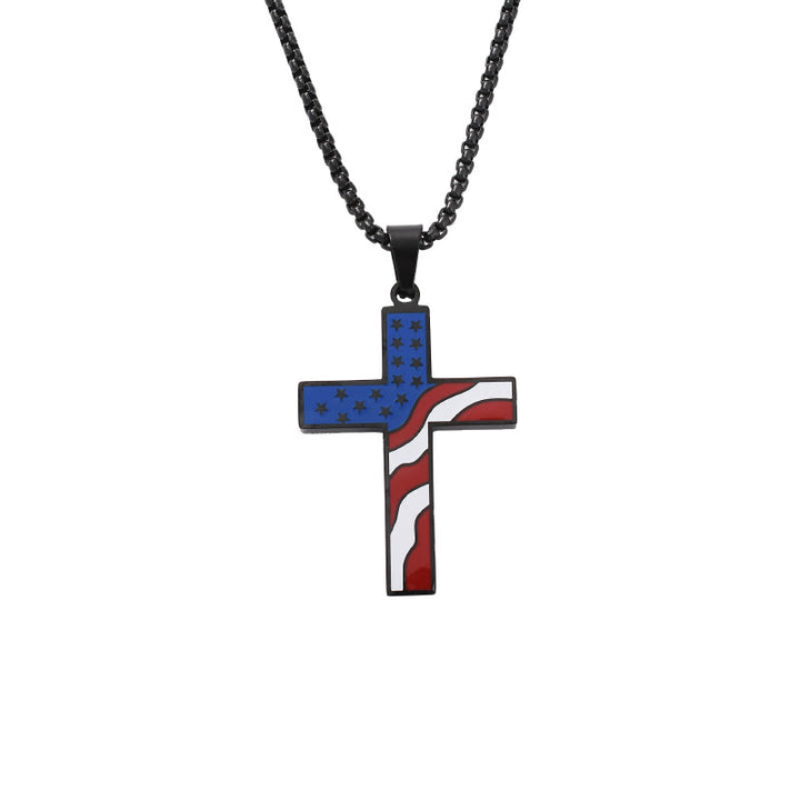 Christianartworkshop Collana con croce e bandiera degli Stati Uniti per il Giorno dell'Indipendenza: ciondolo patriottico e sacro per le festività. - Nero - image 3