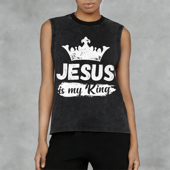 Christianartworkshop Canotta unisex lavata con corona "Jesus Is My King" - image 8