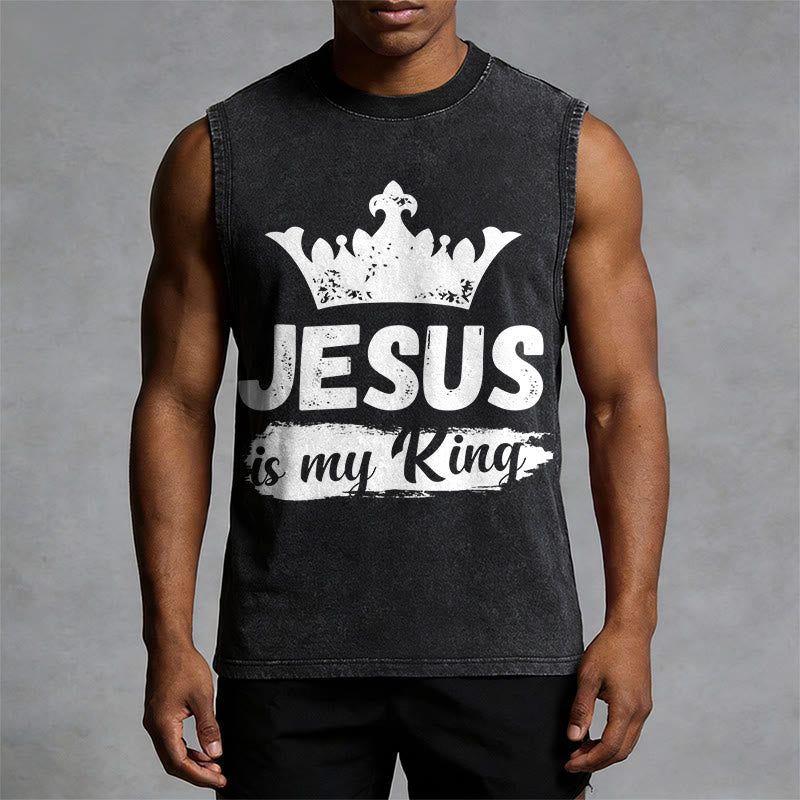 Christianartworkshop Canotta unisex lavata con corona "Jesus Is My King" - image 7