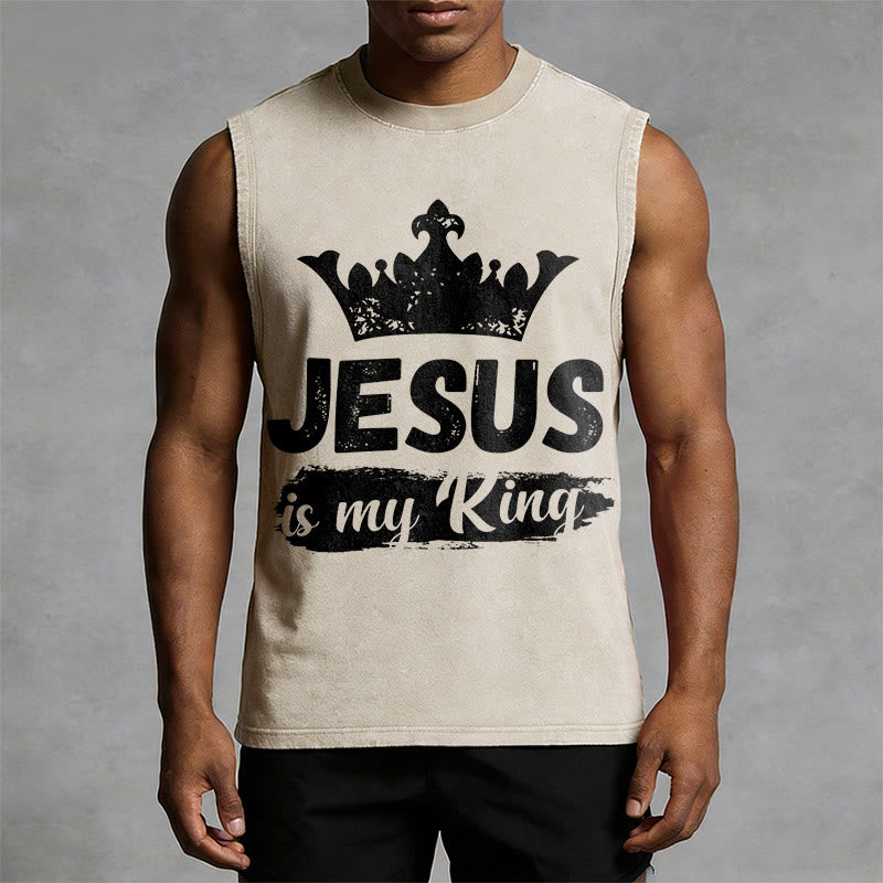 Christianartworkshop Canotta unisex lavata con corona "Jesus Is My King" - image 4