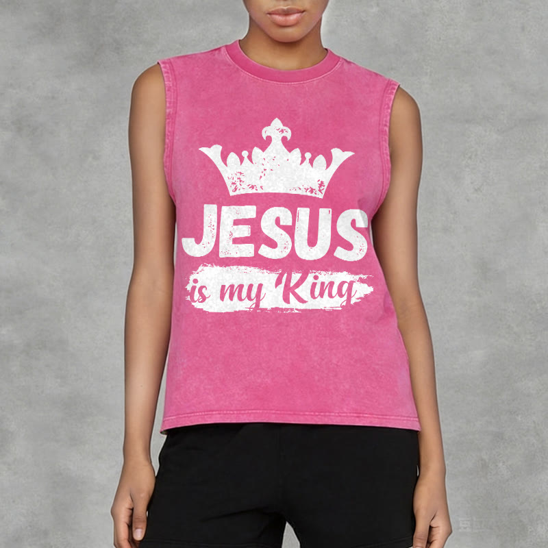 Christianartworkshop Canotta unisex lavata con corona "Jesus Is My King" - image 14