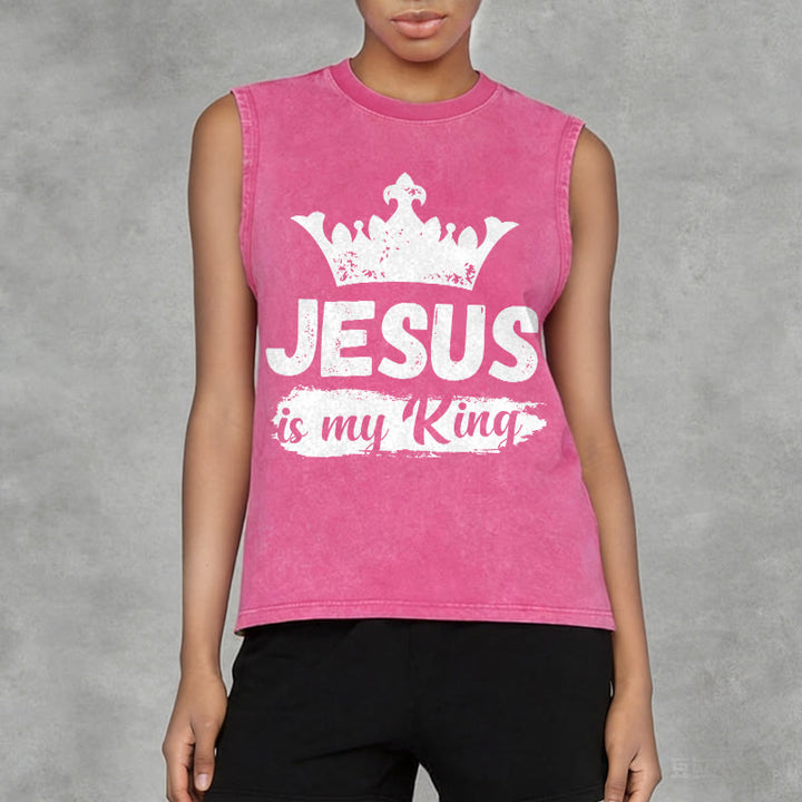 Christianartworkshop Canotta unisex lavata con corona "Jesus Is My King" - image 14