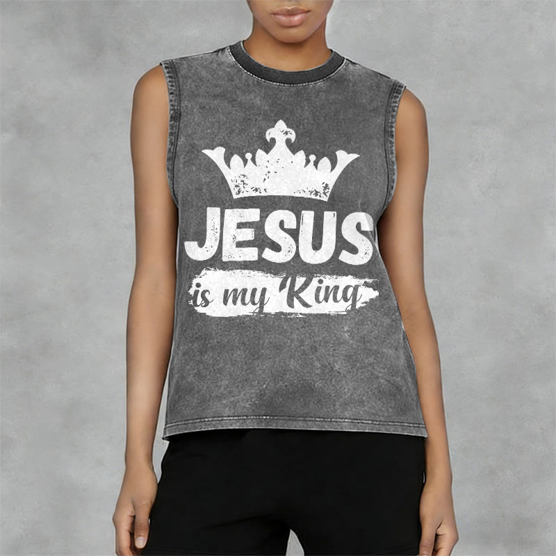 Christianartworkshop Canotta unisex lavata con corona "Jesus Is My King" - image 11