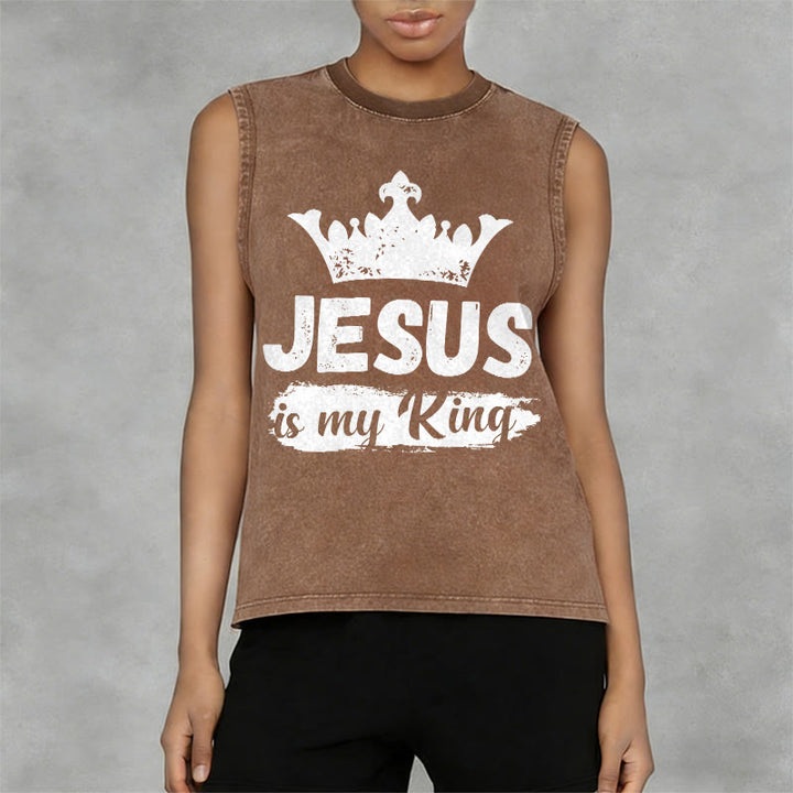 Christianartworkshop Canotta unisex lavata con corona "Jesus Is My King" - image 2