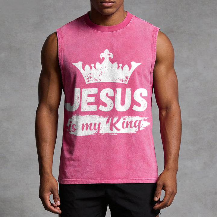 Christianartworkshop Canotta unisex lavata con corona "Jesus Is My King" - image 13