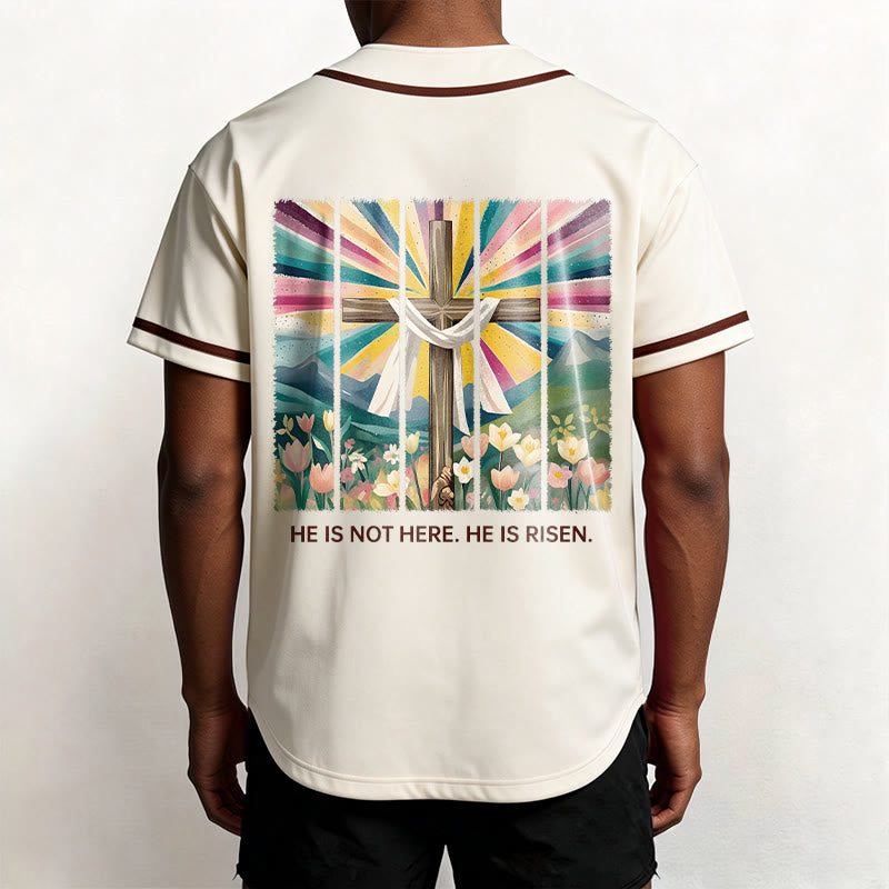 Christianartworkshop Non è qui, è risorto Maglia da baseball unisex Faith - image 1