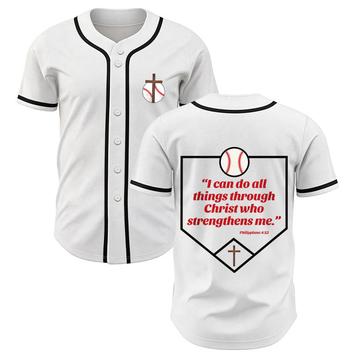 Christianartworkshop Filippesi 4:13 Maglia da baseball della fede: Maglia da baseball con croce, motto, forza e devozione - Bianco - 5XL - image 11