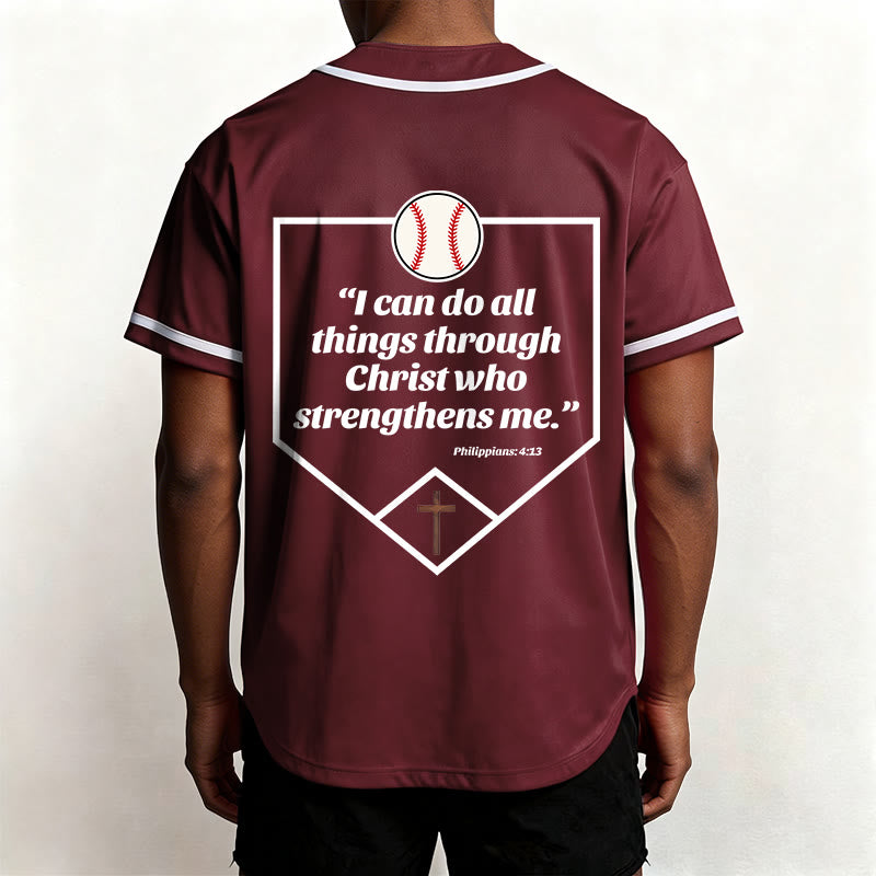 Christianartworkshop Filippesi 4:13 Maglia da baseball della fede: Maglia da baseball con croce, motto, forza e devozione - image 27