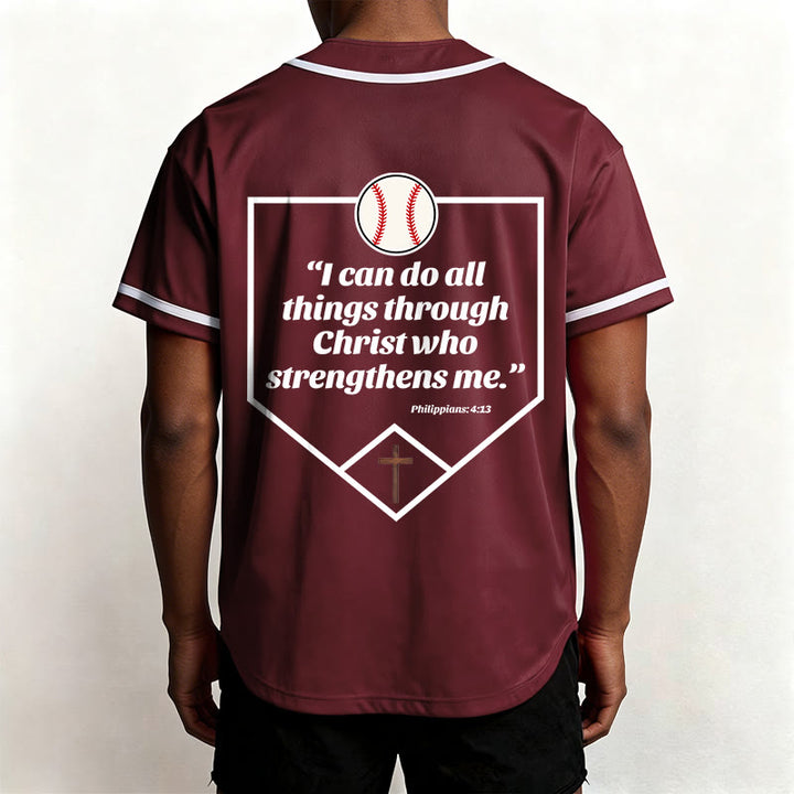 Christianartworkshop Filippesi 4:13 Maglia da baseball della fede: Maglia da baseball con croce, motto, forza e devozione - image 27