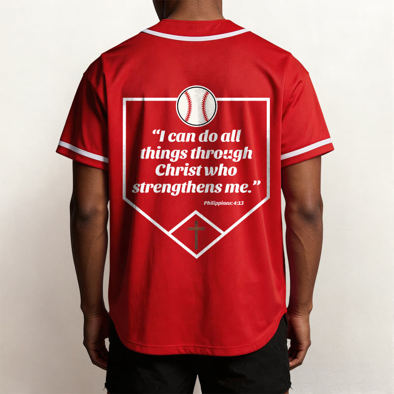 Christianartworkshop Filippesi 4:13 Maglia da baseball della fede: Maglia da baseball con croce, motto, forza e devozione - image 22