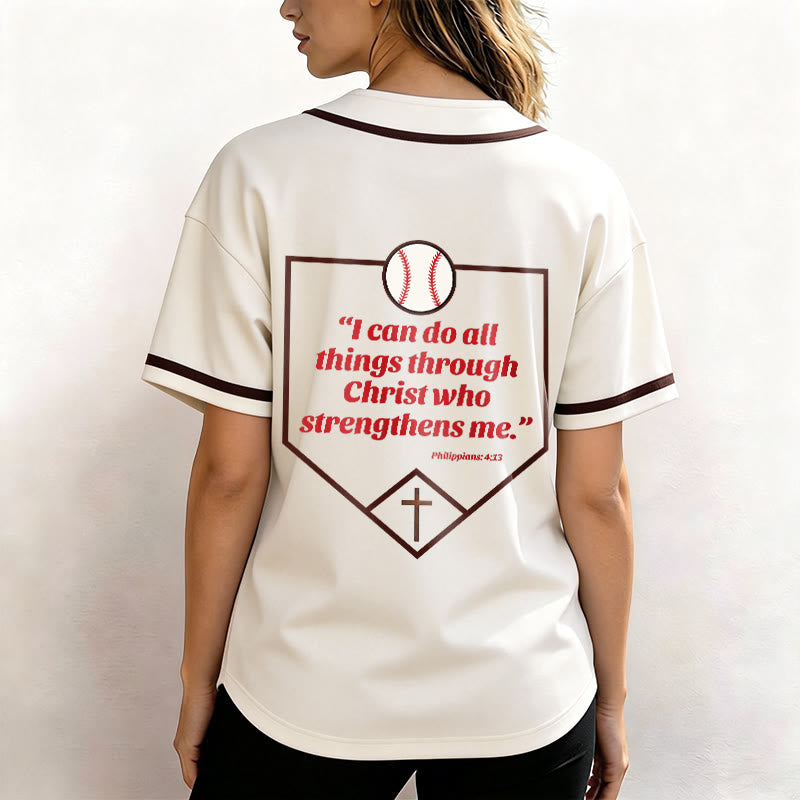 Christianartworkshop Filippesi 4:13 Maglia da baseball della fede: Maglia da baseball con croce, motto, forza e devozione - image 9
