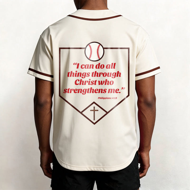 Christianartworkshop Filippesi 4:13 Maglia da baseball della fede: Maglia da baseball con croce, motto, forza e devozione - image 7