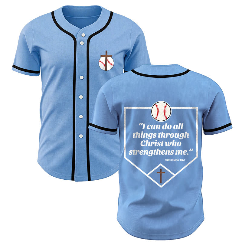 Christianartworkshop Filippesi 4:13 Maglia da baseball della fede: Maglia da baseball con croce, motto, forza e devozione - Blu - 5XL - image 31