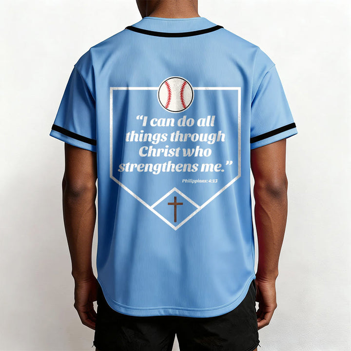 Christianartworkshop Filippesi 4:13 Maglia da baseball della fede: Maglia da baseball con croce, motto, forza e devozione - image 32