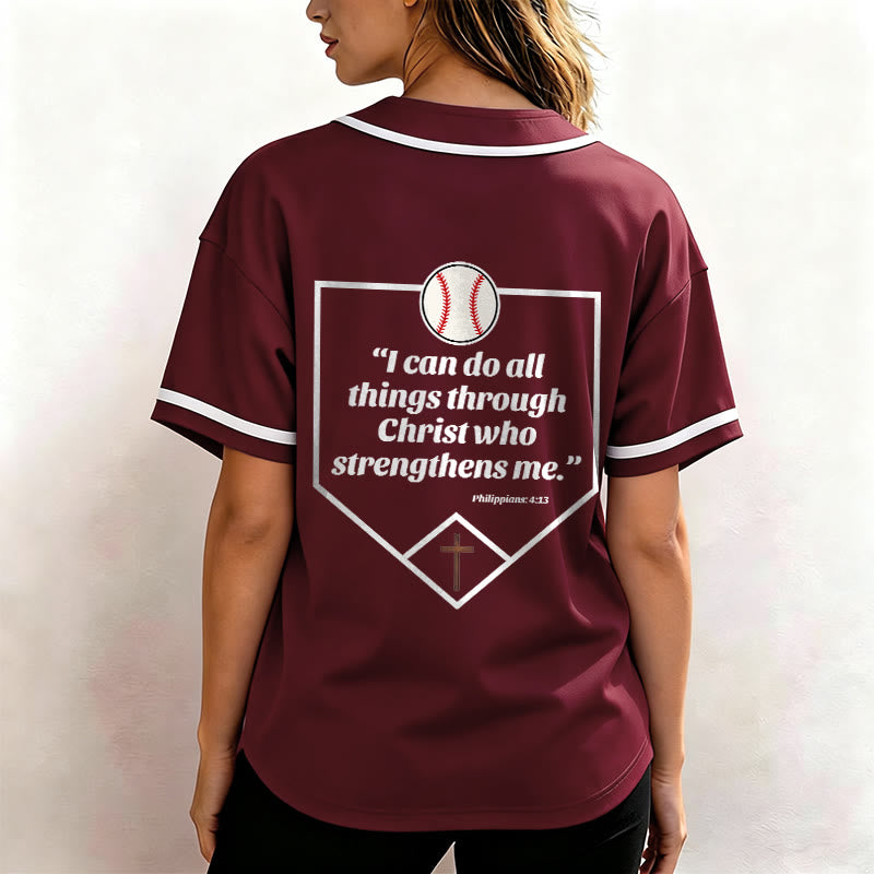 Christianartworkshop Filippesi 4:13 Maglia da baseball della fede: Maglia da baseball con croce, motto, forza e devozione - image 29