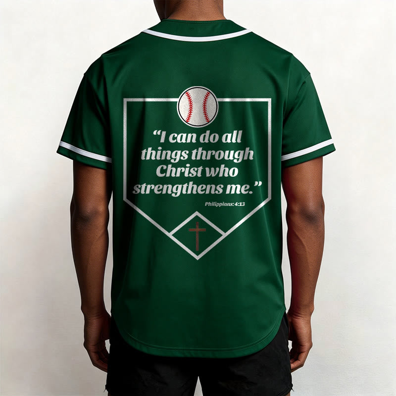 Christianartworkshop Filippesi 4:13 Maglia da baseball della fede: Maglia da baseball con croce, motto, forza e devozione - image 37