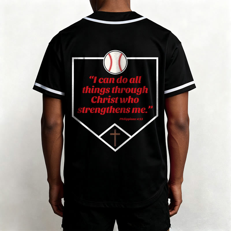 Christianartworkshop Filippesi 4:13 Maglia da baseball della fede: Maglia da baseball con croce, motto, forza e devozione - image 17