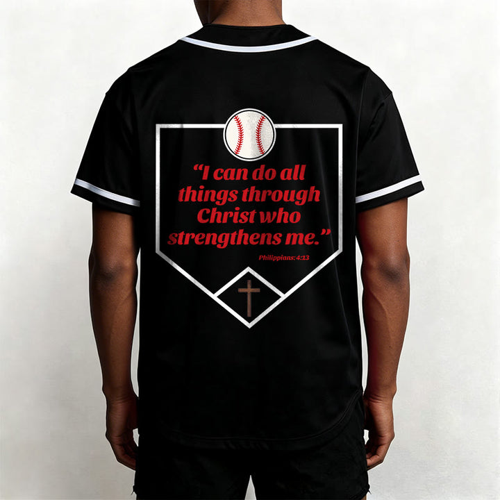 Christianartworkshop Filippesi 4:13 Maglia da baseball della fede: Maglia da baseball con croce, motto, forza e devozione - image 17