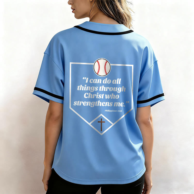 Christianartworkshop Filippesi 4:13 Maglia da baseball della fede: Maglia da baseball con croce, motto, forza e devozione - image 34
