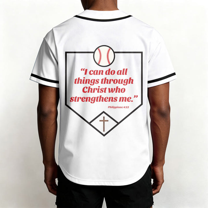 Christianartworkshop Filippesi 4:13 Maglia da baseball della fede: Maglia da baseball con croce, motto, forza e devozione - image 12